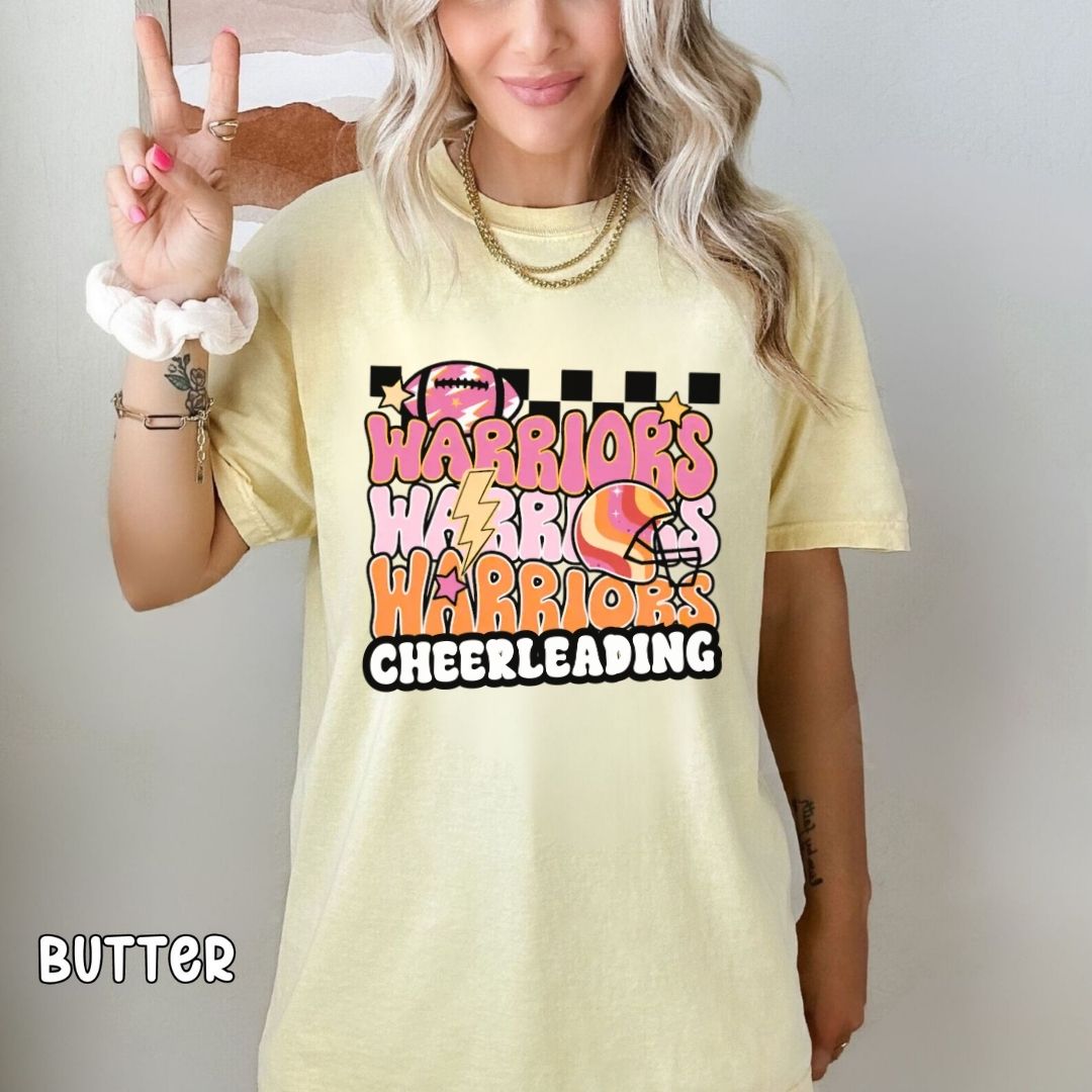 Warriors Cheerleading Retro Unisex Garment-Dyed T-shirt