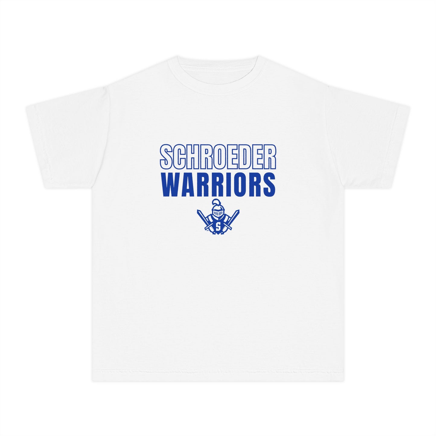 Blue & White Schroeder Warriors YOUTH Midweight Tee