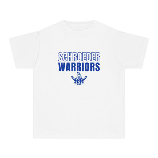 Blue & White Schroeder Warriors YOUTH Midweight Tee